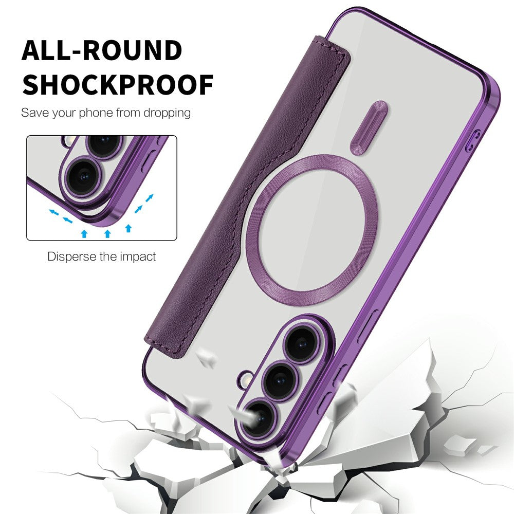 For Samsung Galaxy S26 FE Magnetic Case RFID Blocking Card Holder Leather Phone Cover with Lens Film