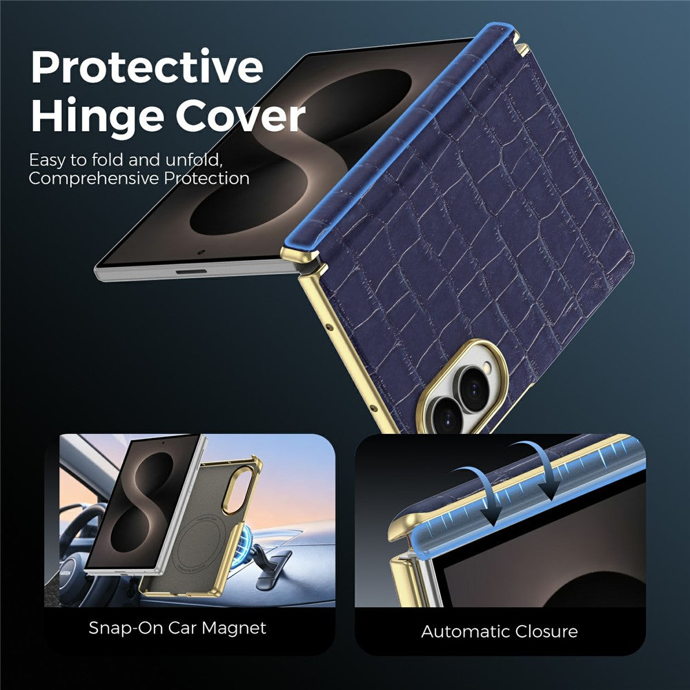 Til Samsung Galaxy Z Fold8 Magnetisk Etui Dobbelt-hængsel Krokodillemønstret Læder Telefoncover