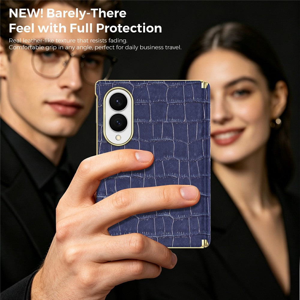 Til Samsung Galaxy Z Fold8 Magnetisk Etui Dobbelt-hængsel Krokodillemønstret Læder Telefoncover