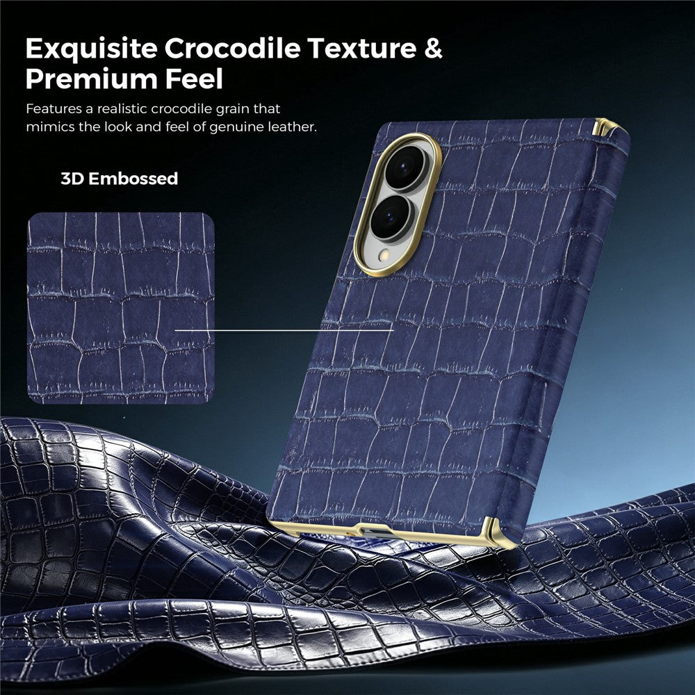 Til Samsung Galaxy Z Fold8 Magnetisk Etui Dobbelt-hængsel Krokodillemønstret Læder Telefoncover