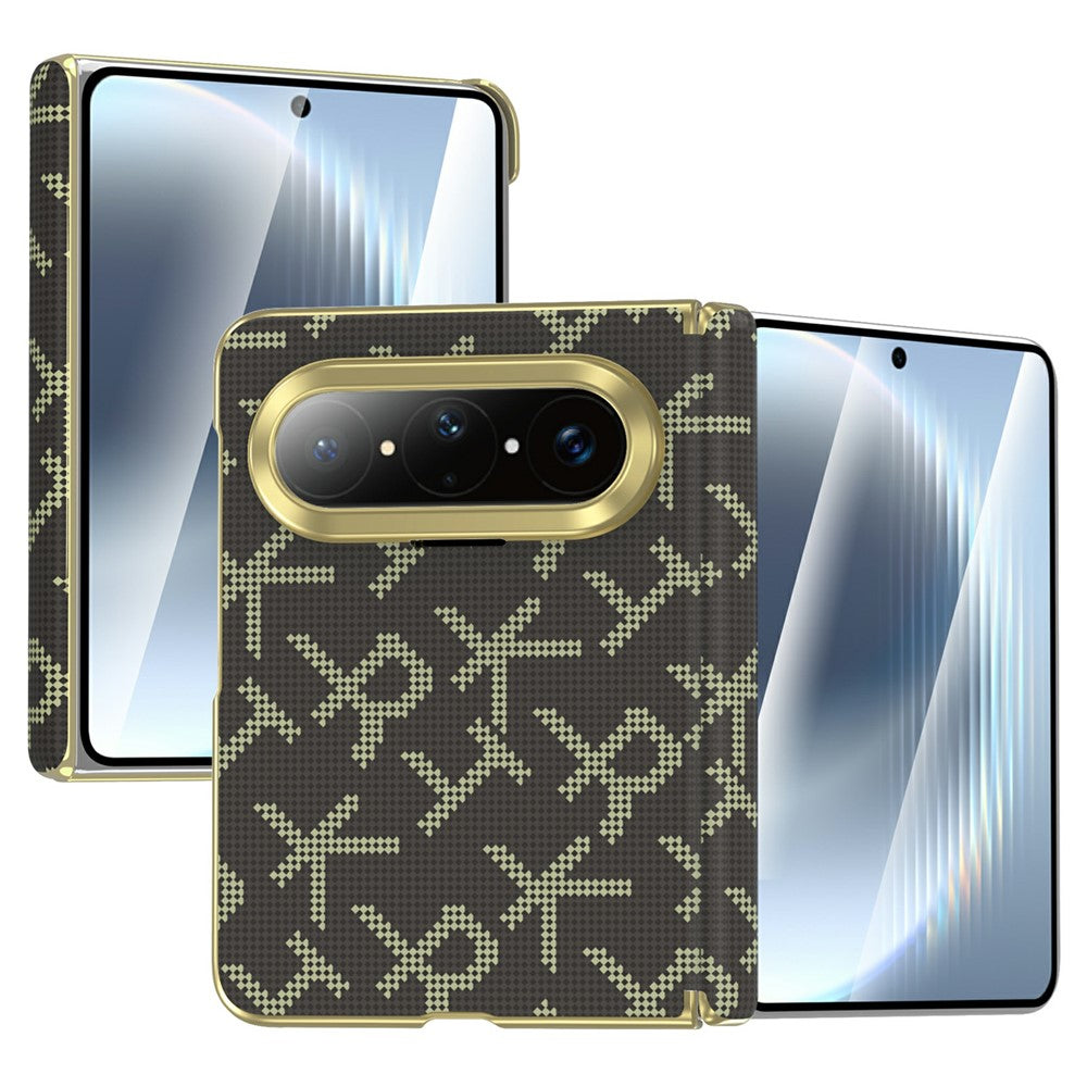 Magnetiskt skal för Huawei Pura X Max, pixelerat bokstavsmönster i läder + PC-gångjärnsskyddande mobilskal
