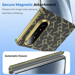 For Huawei Pura X Max Magnetic Case Pixelated Letter Pattern Leather + PC Hinge Protection Phone Cover