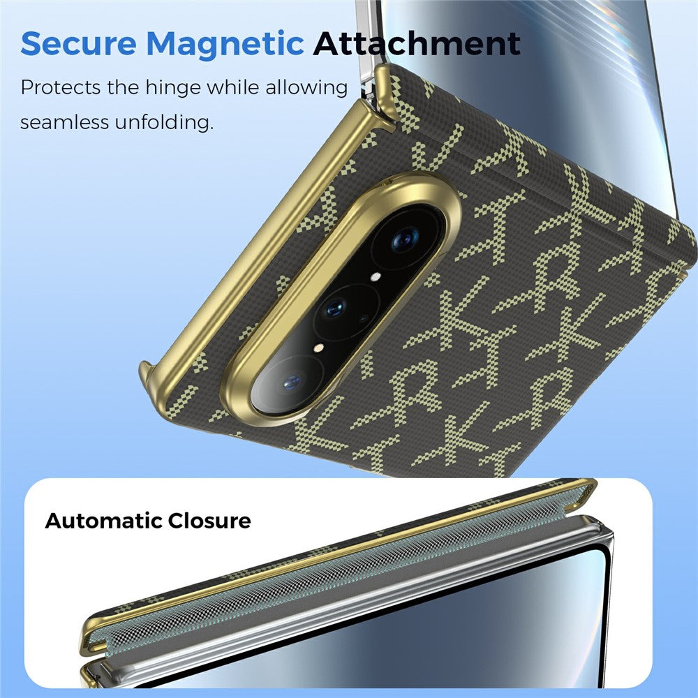 For Huawei Pura X Max Magnetic Case Pixelated Letter Pattern Leather + PC Hinge Protection Phone Cover