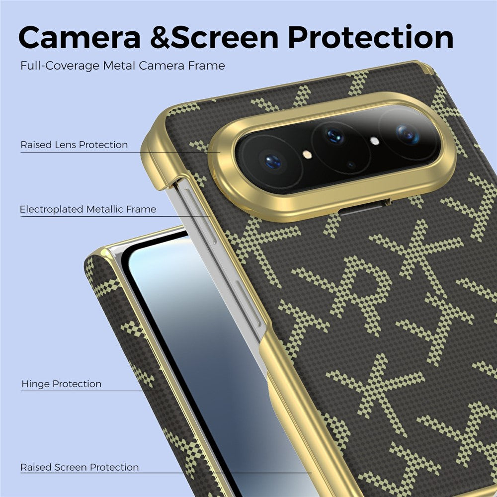 For Huawei Pura X Max Magnetic Case Pixelated Letter Pattern Leather + PC Hinge Protection Phone Cover