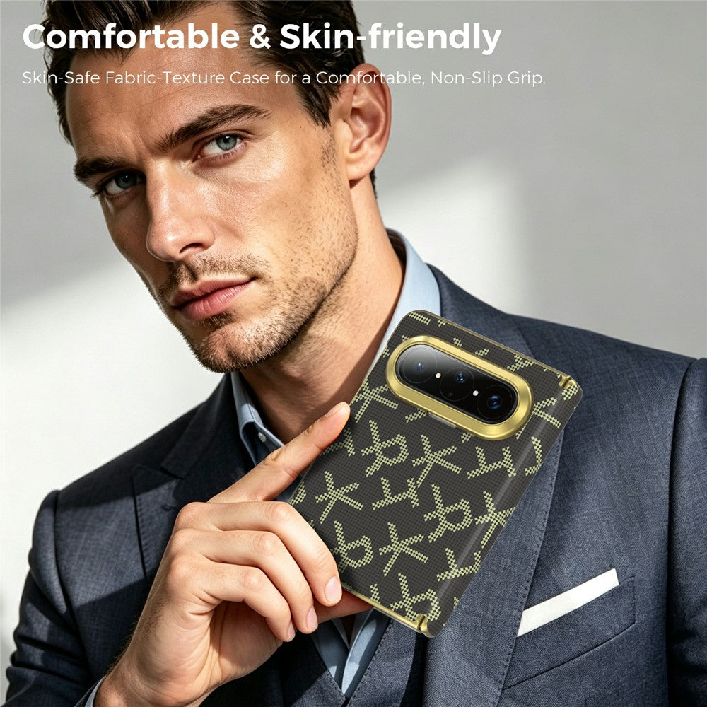 For Huawei Pura X Max Magnetic Case Pixelated Letter Pattern Leather + PC Hinge Protection Phone Cover
