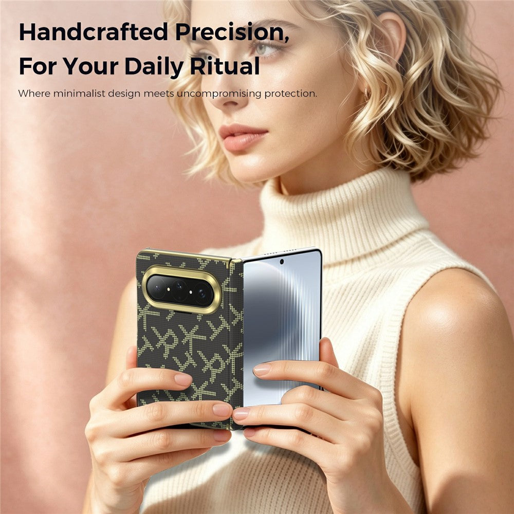 For Huawei Pura X Max Magnetic Case Pixelated Letter Pattern Leather + PC Hinge Protection Phone Cover