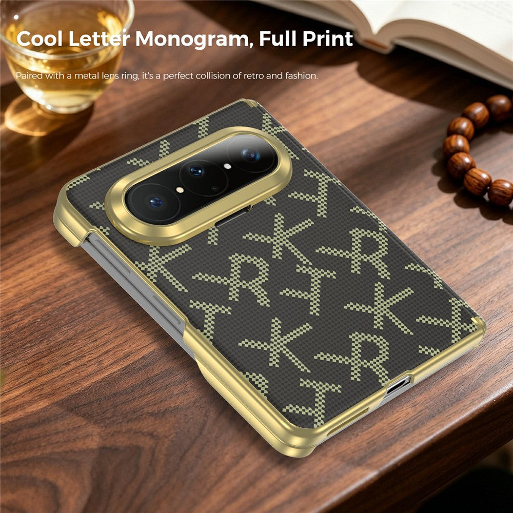 For Huawei Pura X Max Magnetic Case Pixelated Letter Pattern Leather + PC Hinge Protection Phone Cover