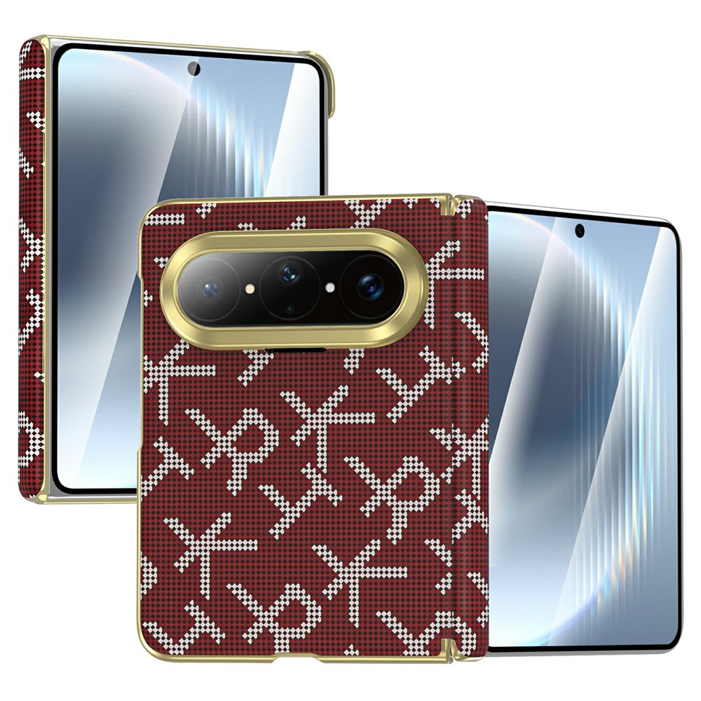 For Huawei Pura X Max Magnetic Case Pixelated Letter Pattern Leather + PC Hinge Protection Phone Cover
