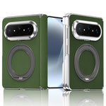 For Huawei Pura X Max Case Rotating Magnetic Kickstand Woven Fabric Texture Leather + PC Phone Cover