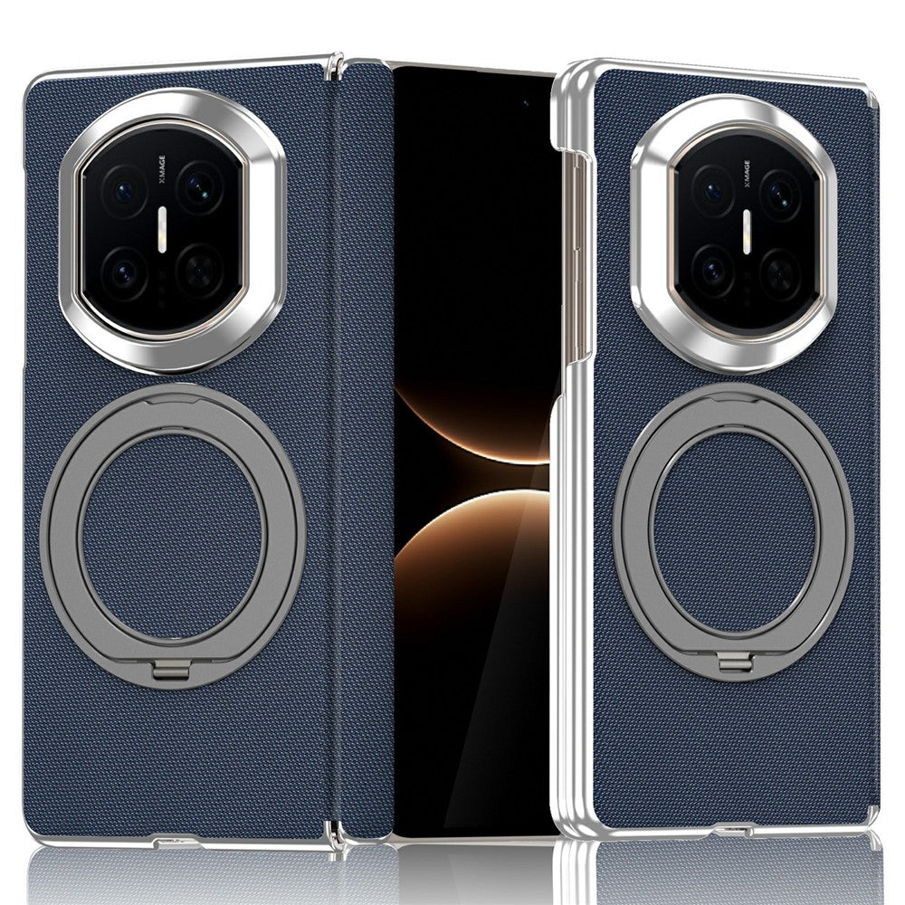 For Huawei Mate X7 Case Rotating Magnetic Kickstand Woven Fabric Texture Leather + PC Phone Cover