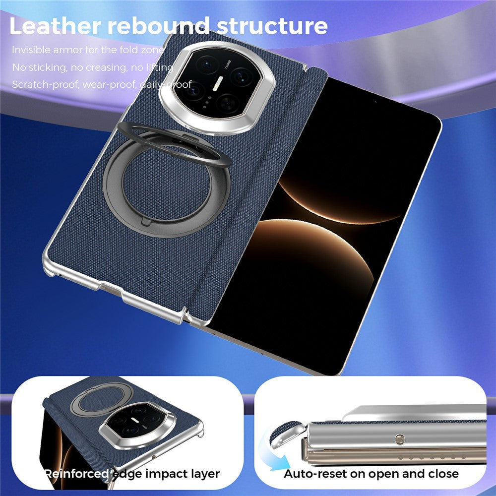For Huawei Mate X7 Case Rotating Magnetic Kickstand Woven Fabric Texture Leather + PC Phone Cover