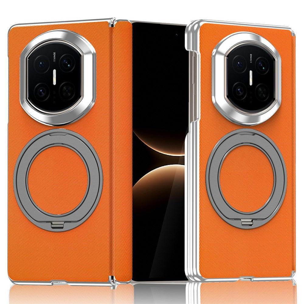 For Huawei Mate X7 Case Rotating Magnetic Kickstand Woven Fabric Texture Leather + PC Phone Cover