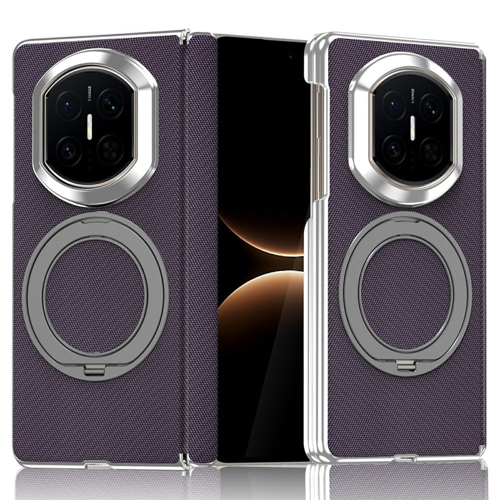 For Huawei Mate X7 Case Rotating Magnetic Kickstand Woven Fabric Texture Leather + PC Phone Cover