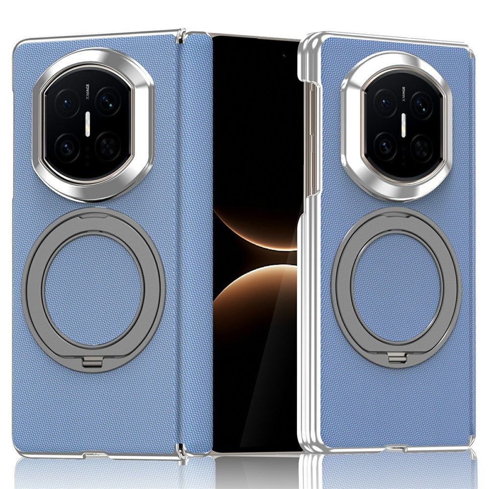 For Huawei Mate X7 Case Rotating Magnetic Kickstand Woven Fabric Texture Leather + PC Phone Cover