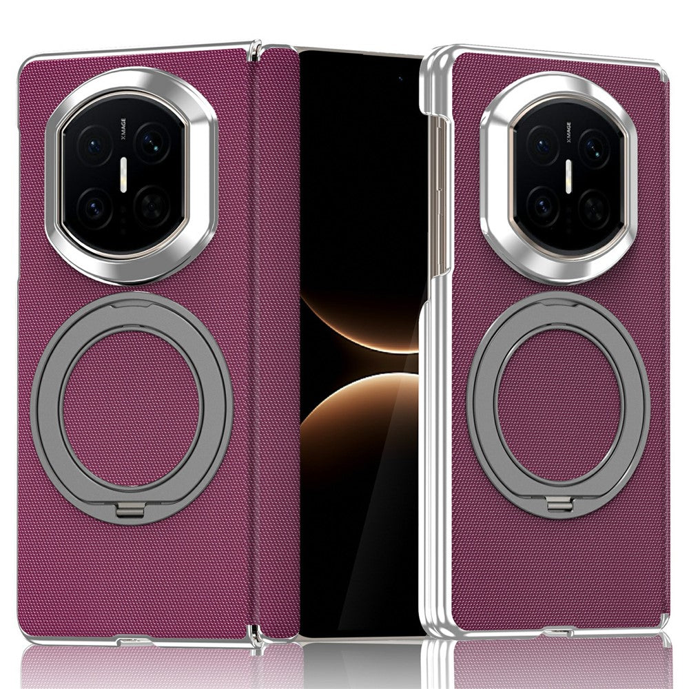 For Huawei Mate X7 Case Rotating Magnetic Kickstand Woven Fabric Texture Leather + PC Phone Cover