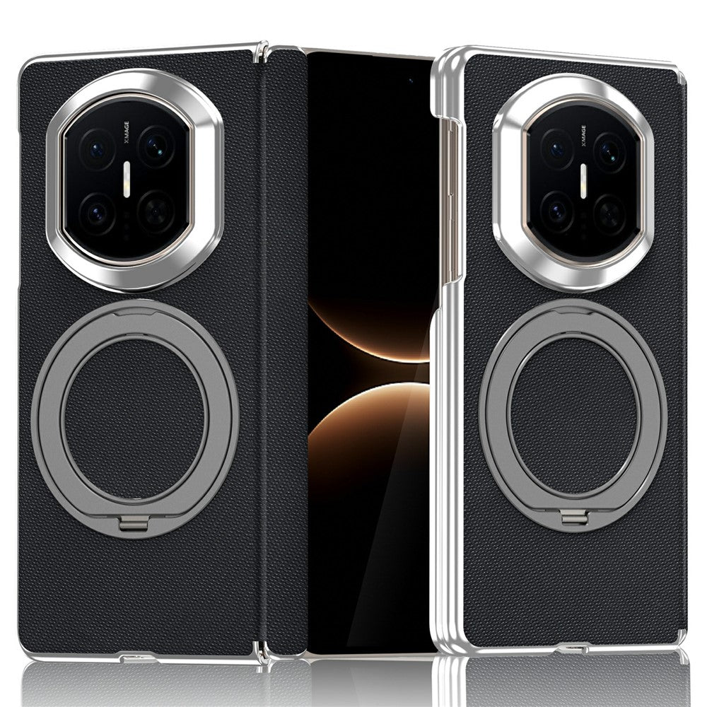 For Huawei Mate X7 Case Rotating Magnetic Kickstand Woven Fabric Texture Leather + PC Phone Cover