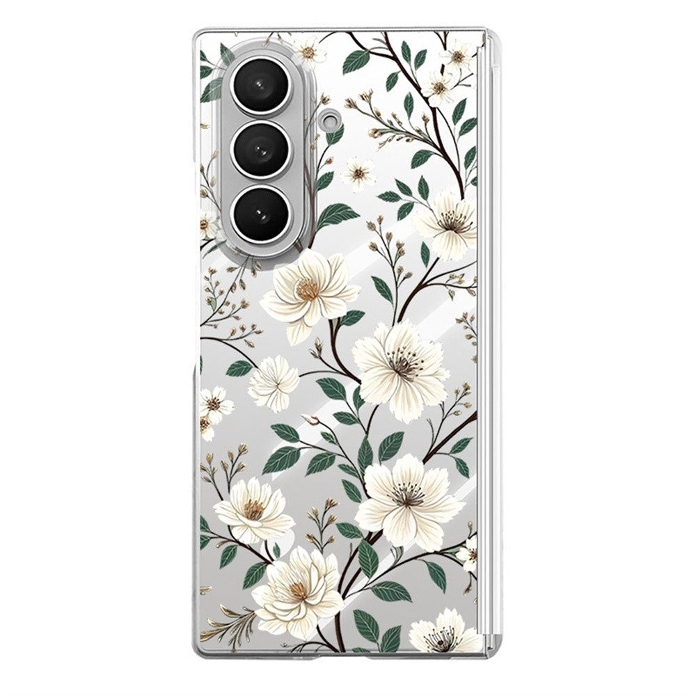 Til Samsung Galaxy Z Fold8 Ultra Cover Blomstret Mønster Gennemsigtig PC Magnetisk Hængsel Stødsikkert Telefoncover