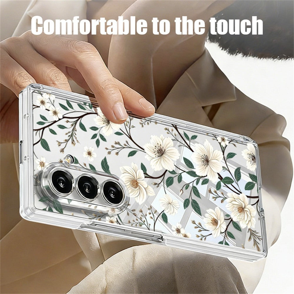Til Samsung Galaxy Z Fold8 Ultra Cover Blomstret Mønster Gennemsigtig PC Magnetisk Hængsel Stødsikkert Telefoncover