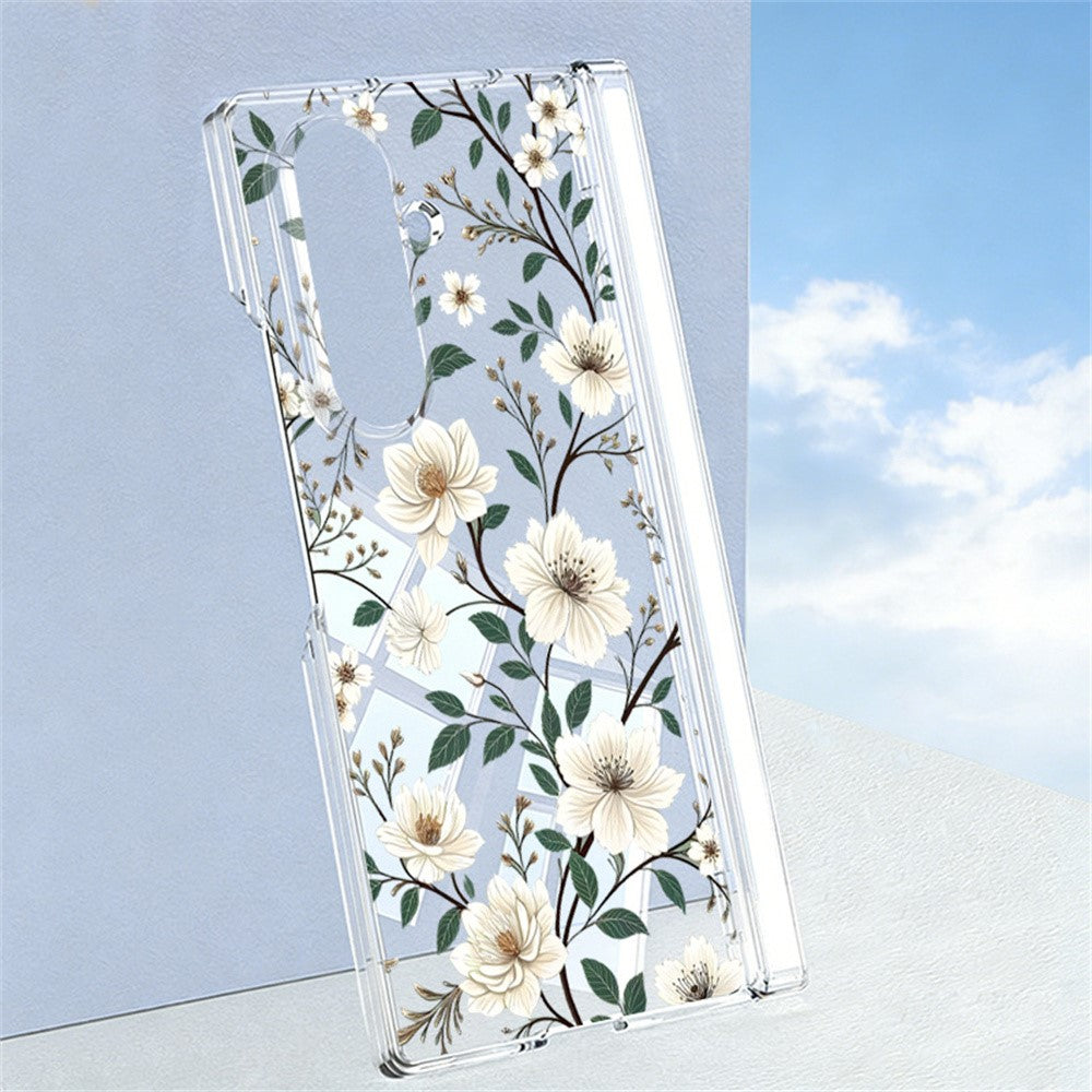 Til Samsung Galaxy Z Fold8 Ultra Cover Blomstret Mønster Gennemsigtig PC Magnetisk Hængsel Stødsikkert Telefoncover