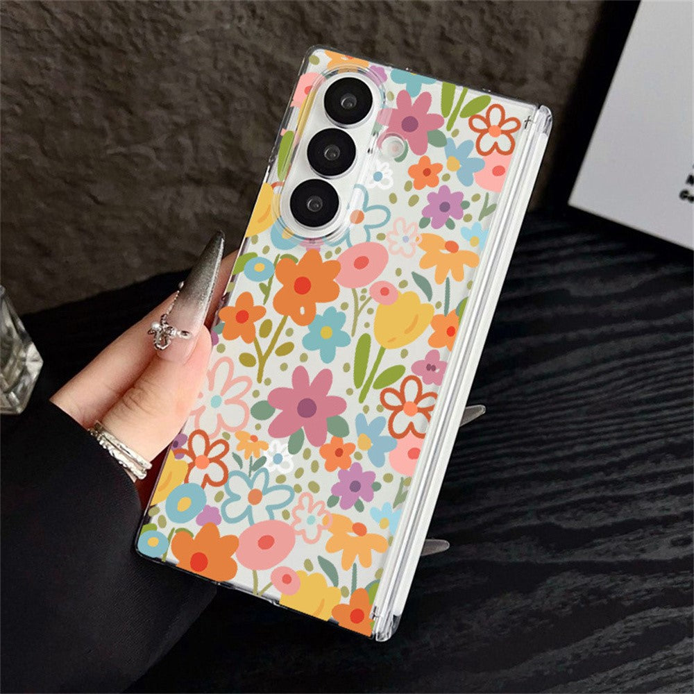 Til Samsung Galaxy Z Fold8 Ultra Cover Blomstret Mønster Gennemsigtig PC Magnetisk Hængsel Stødsikkert Telefoncover