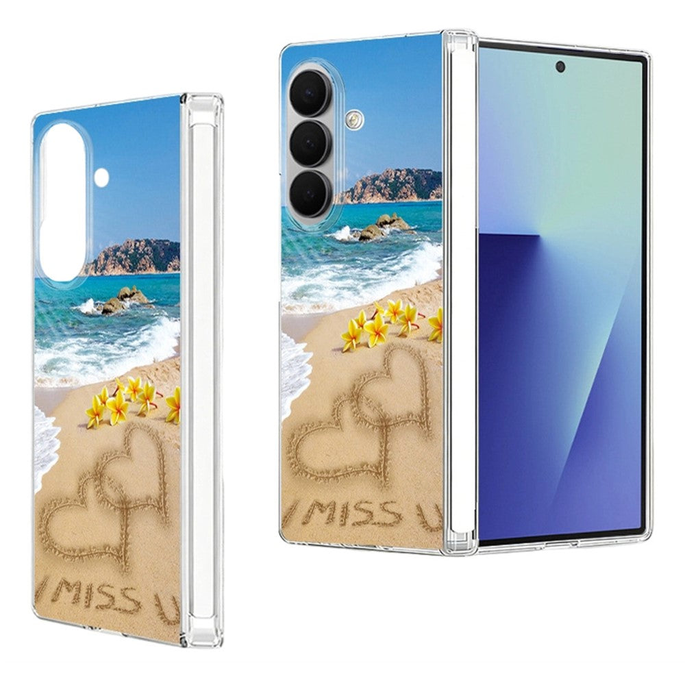 Til Samsung Galaxy Z Fold8 Ultra Cover Strandlandskab Mønster Magnetisk Hængsel Hard PC Telefoncover