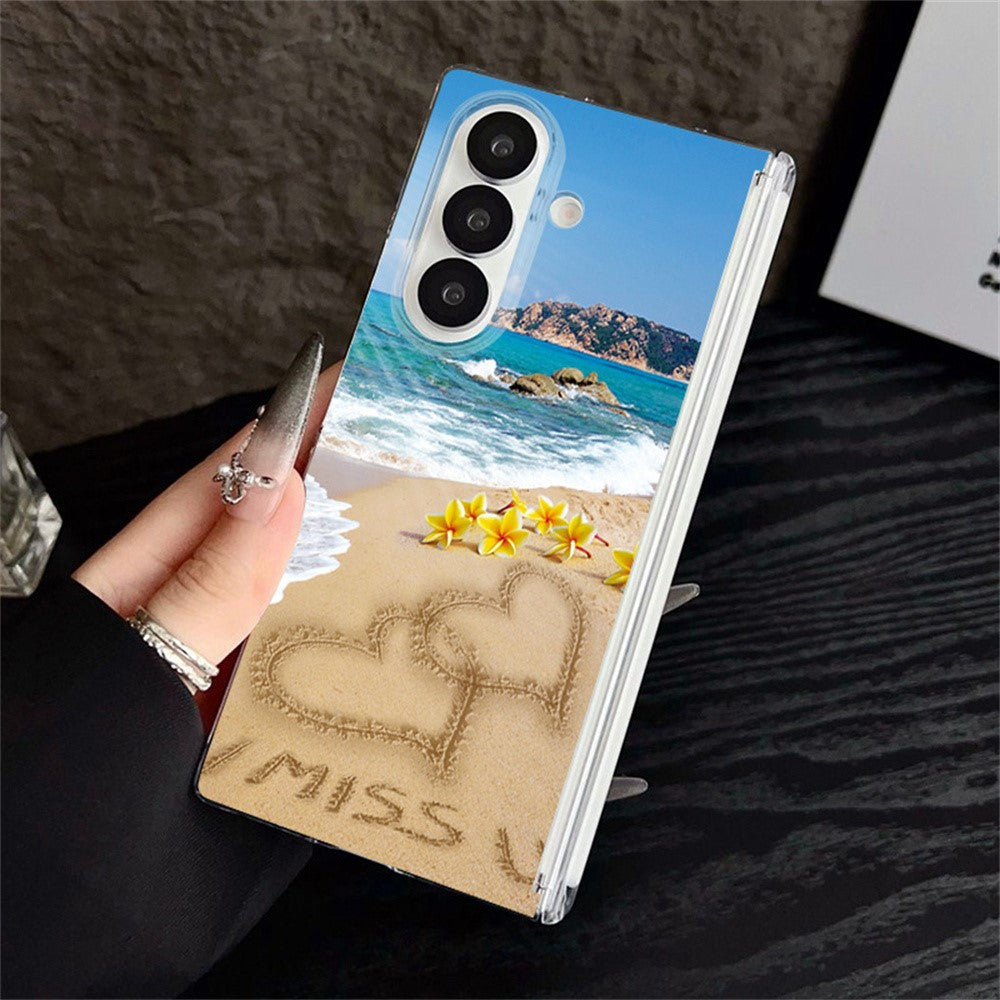 Til Samsung Galaxy Z Fold8 Ultra Cover Strandlandskab Mønster Magnetisk Hængsel Hard PC Telefoncover