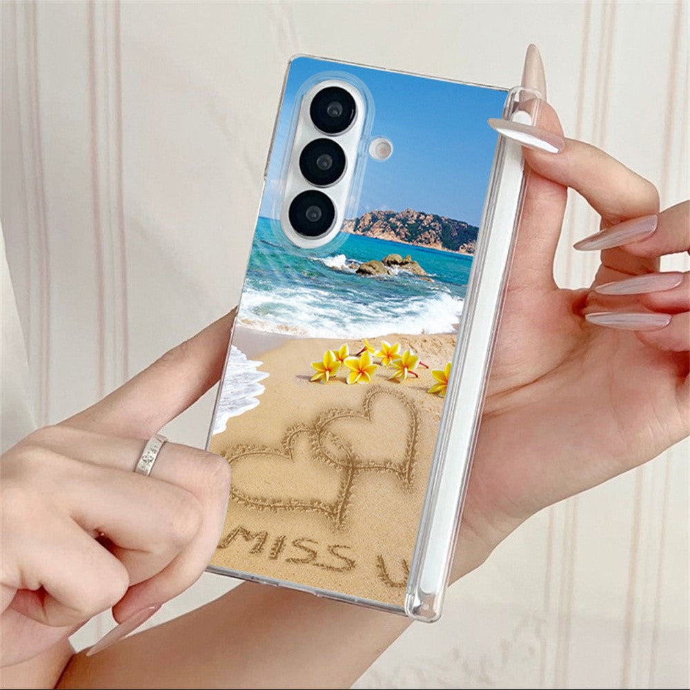 Til Samsung Galaxy Z Fold8 Ultra Cover Strandlandskab Mønster Magnetisk Hængsel Hard PC Telefoncover