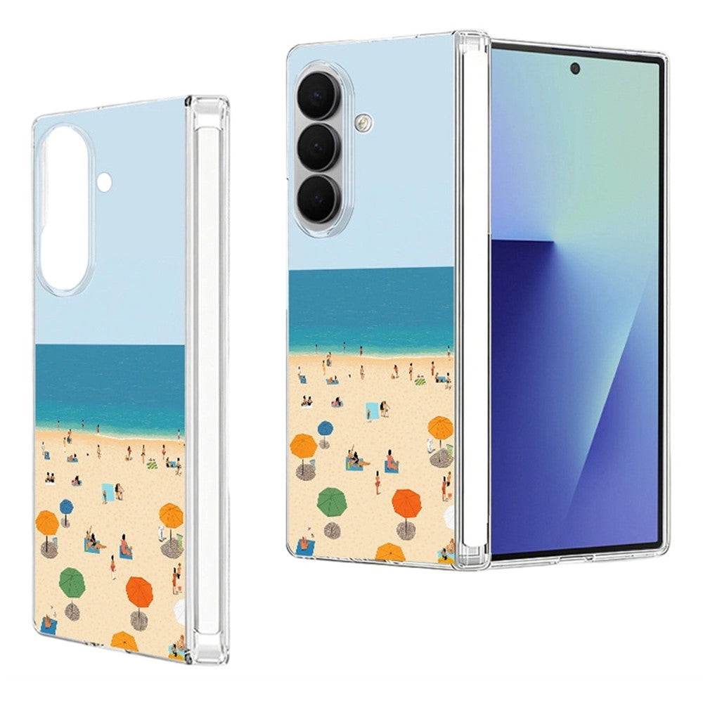 Til Samsung Galaxy Z Fold8 Ultra Cover Strandlandskab Mønster Magnetisk Hængsel Hard PC Telefoncover