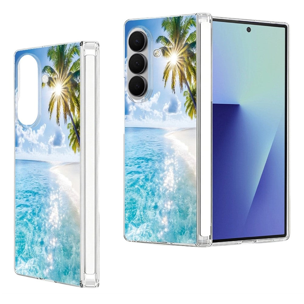 Til Samsung Galaxy Z Fold8 Ultra Cover Strandlandskab Mønster Magnetisk Hængsel Hard PC Telefoncover