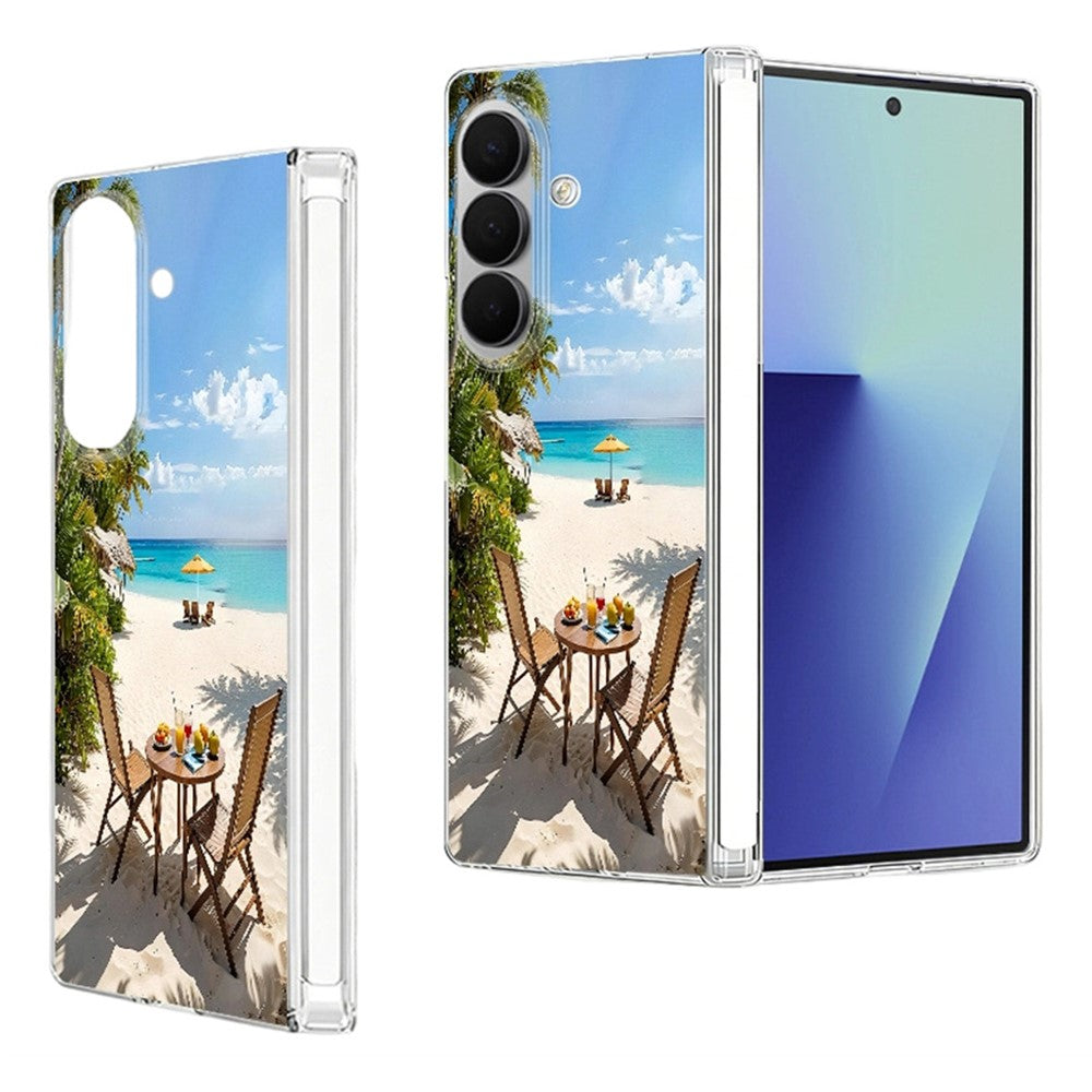 Til Samsung Galaxy Z Fold8 Ultra Cover Strandlandskab Mønster Magnetisk Hængsel Hard PC Telefoncover