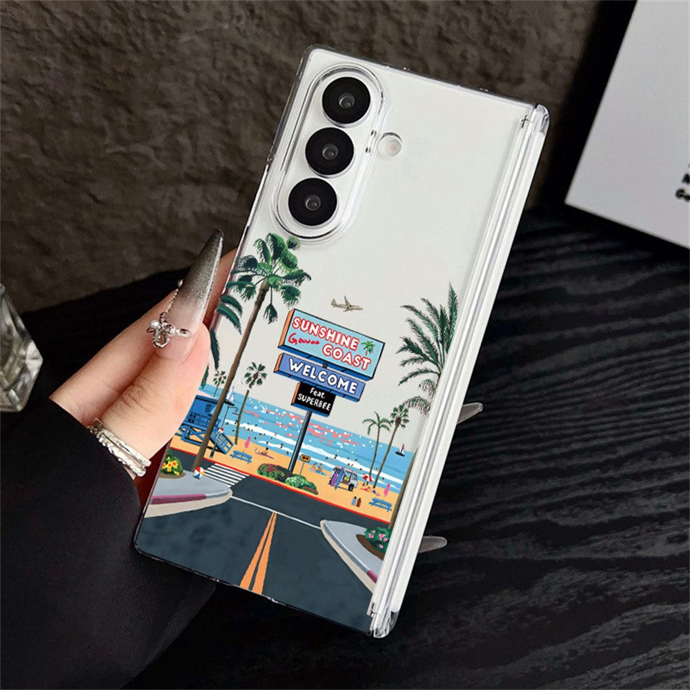 Til Samsung Galaxy Z Fold8 Ultra Cover Strandlandskab Mønster Magnetisk Hængsel Hard PC Telefoncover