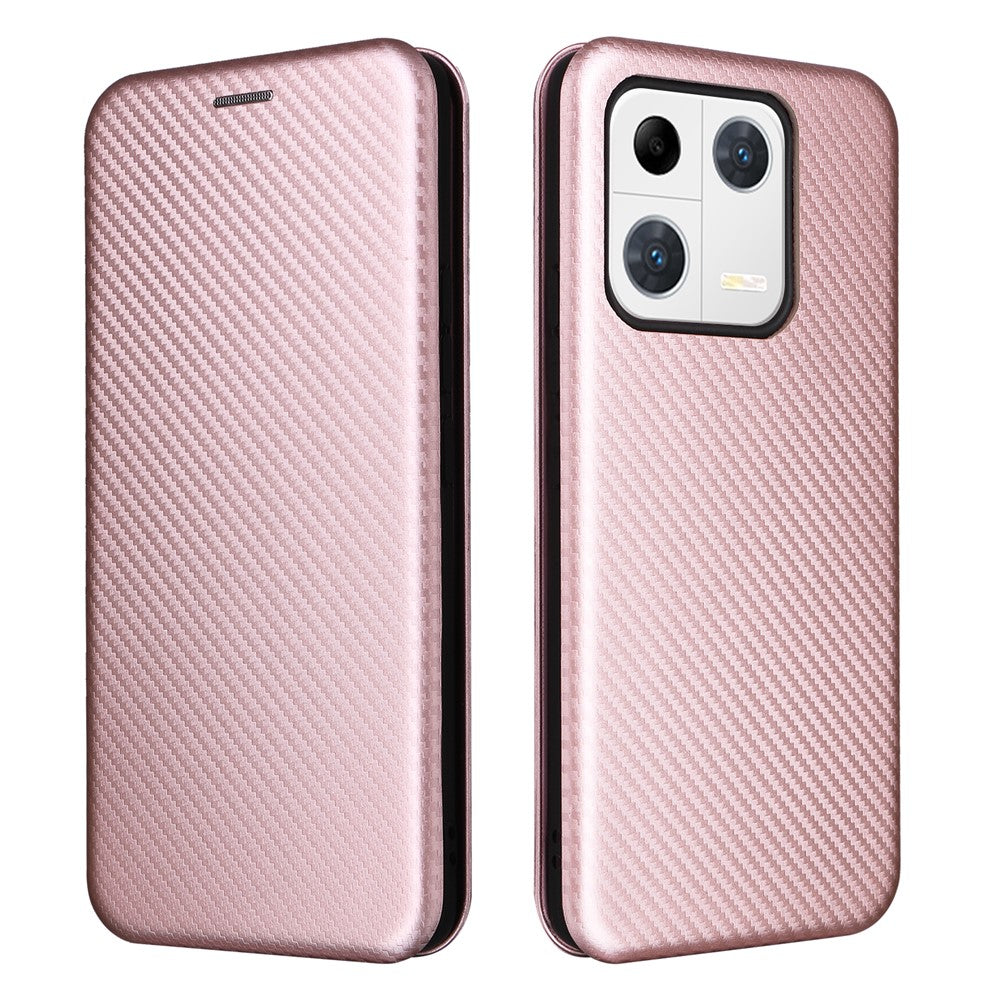 Xiaomi 13 Pro 5G Fallskyddande PU-lädermobilskal Korthållare Kolfibertextur Magnetiskt Flip-fodral