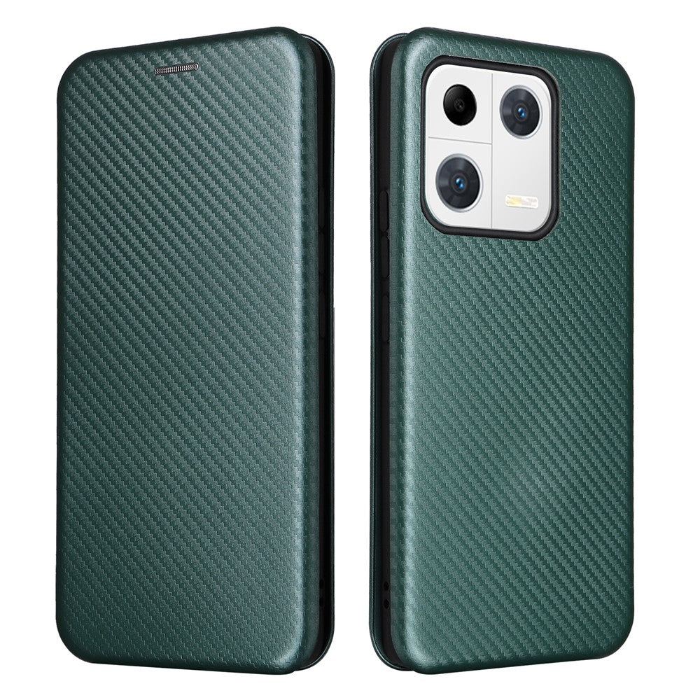 Xiaomi 13 Pro 5G Fallskyddande PU-lädermobilskal Korthållare Kolfibertextur Magnetiskt Flip-fodral