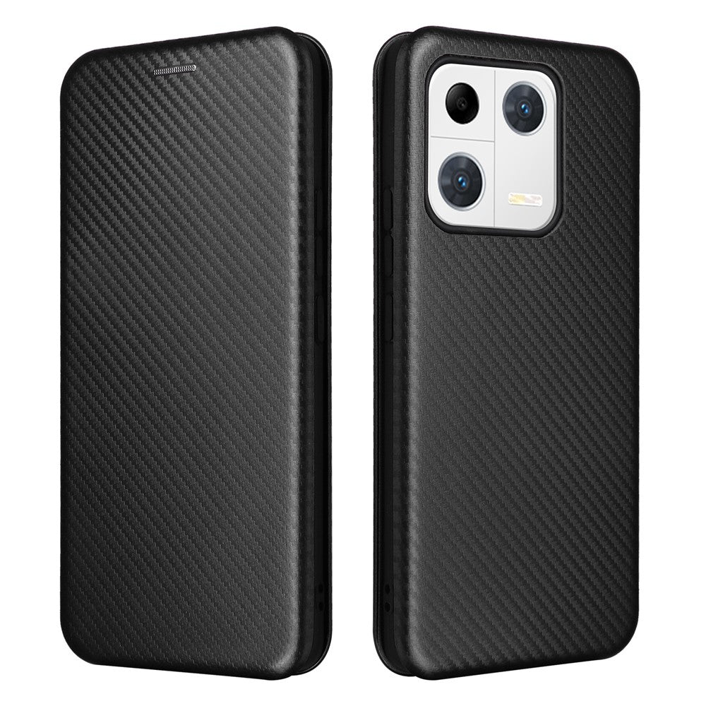Xiaomi 13 Pro 5G Fallskyddande PU-lädermobilskal Korthållare Kolfibertextur Magnetiskt Flip-fodral