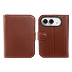 For iPhone Fold Case Genuine Split Leather Phone Cover with Wallet Stand