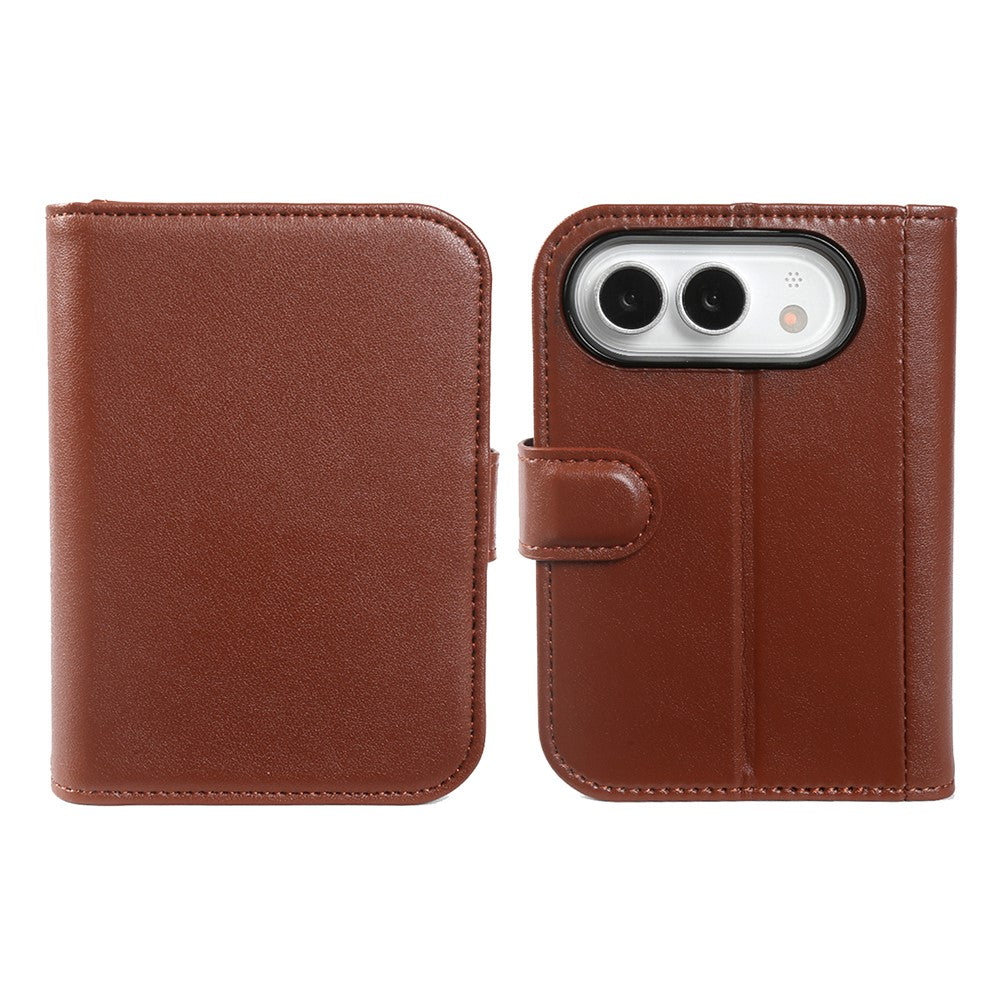 For iPhone Fold Case Genuine Split Leather Phone Cover with Wallet Stand