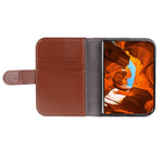 For iPhone Fold Case Genuine Split Leather Phone Cover with Wallet Stand