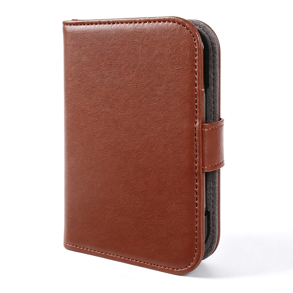 For iPhone Fold Case Genuine Split Leather Phone Cover with Wallet Stand