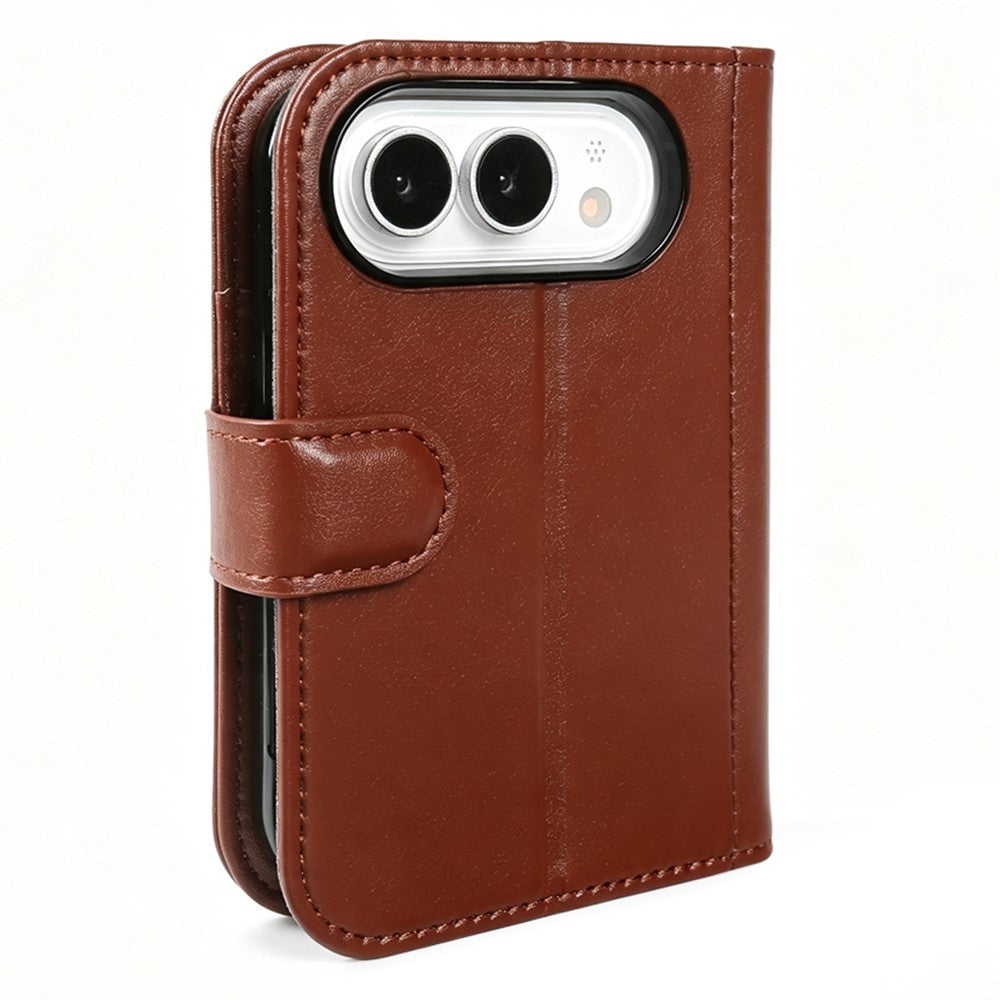 For iPhone Fold Case Genuine Split Leather Phone Cover with Wallet Stand