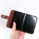 For iPhone Fold Case Genuine Split Leather Phone Cover with Wallet Stand
