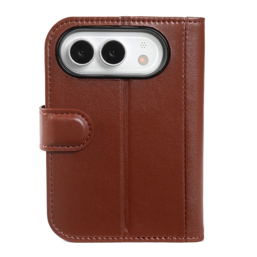 For iPhone Fold Case Genuine Split Leather Phone Cover with Wallet Stand