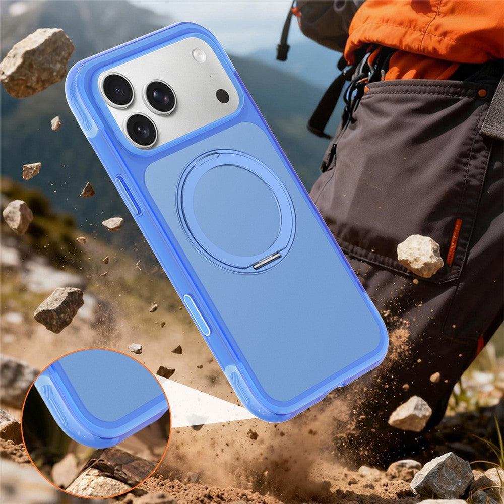 For iPhone 18 Pro Case Magnetic Kickstand Air Cushion Anti-Yellowing PC + TPU Phone Cover