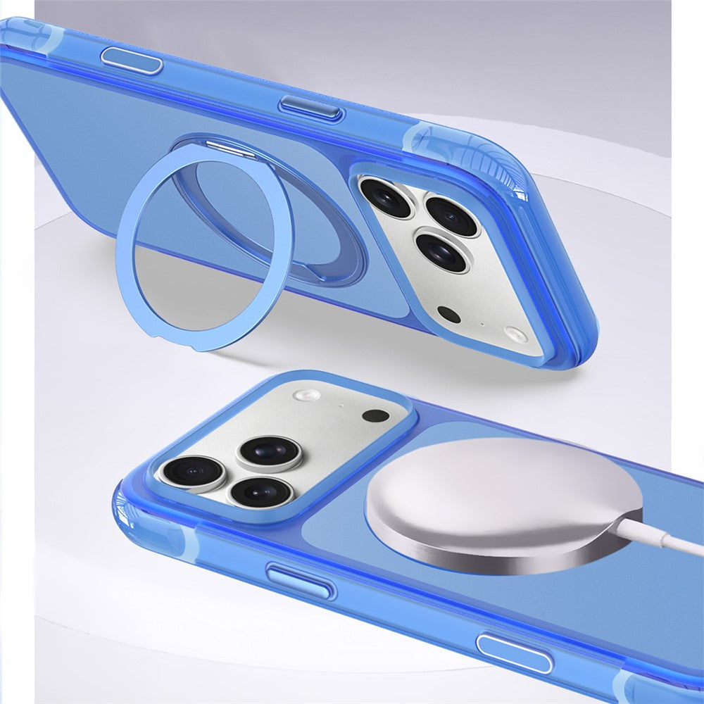 For iPhone 18 Pro Case Magnetic Kickstand Air Cushion Anti-Yellowing PC + TPU Phone Cover