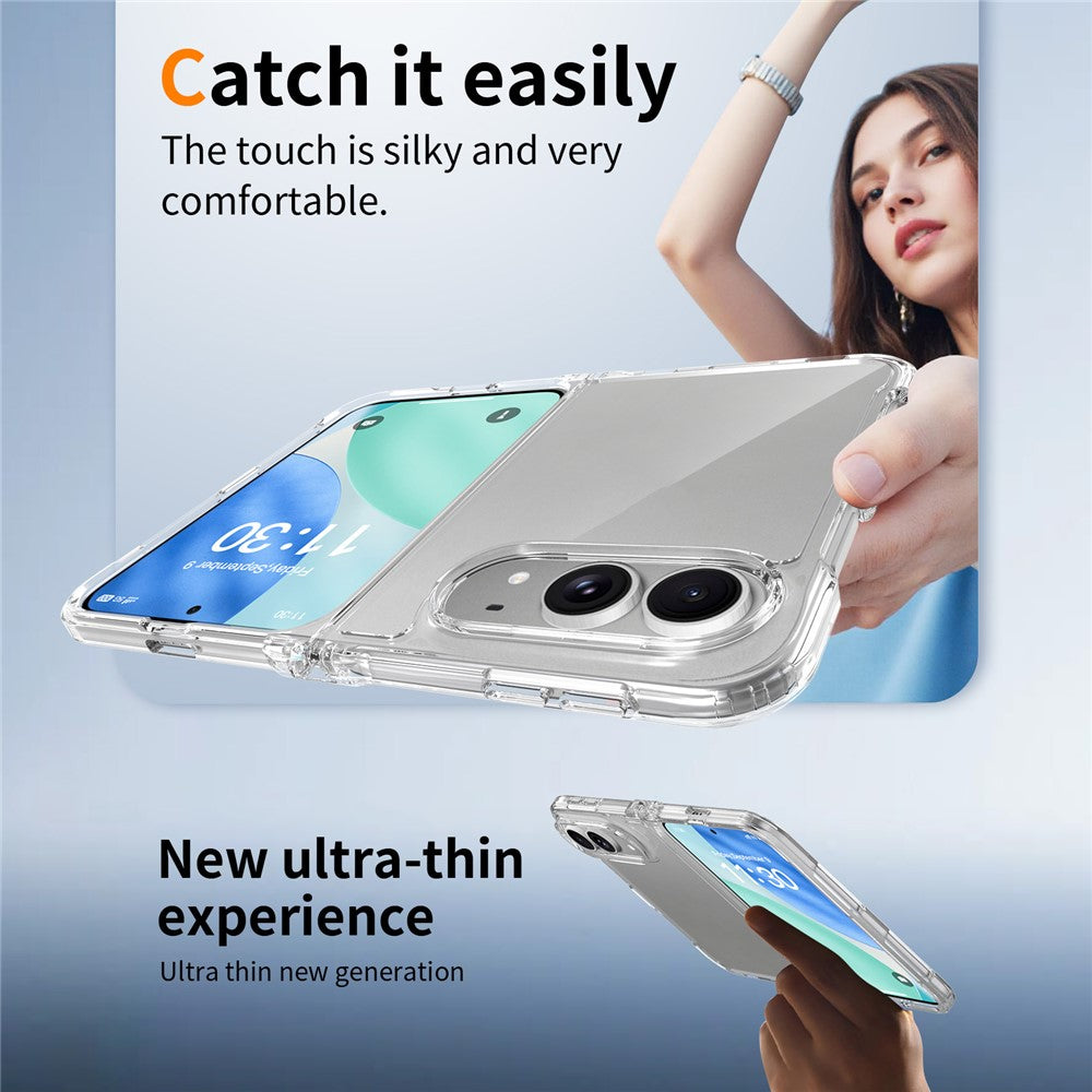 For iPhone Fold Case Anti-Scratch TPU + Acrylic Clear Back Phone Cover