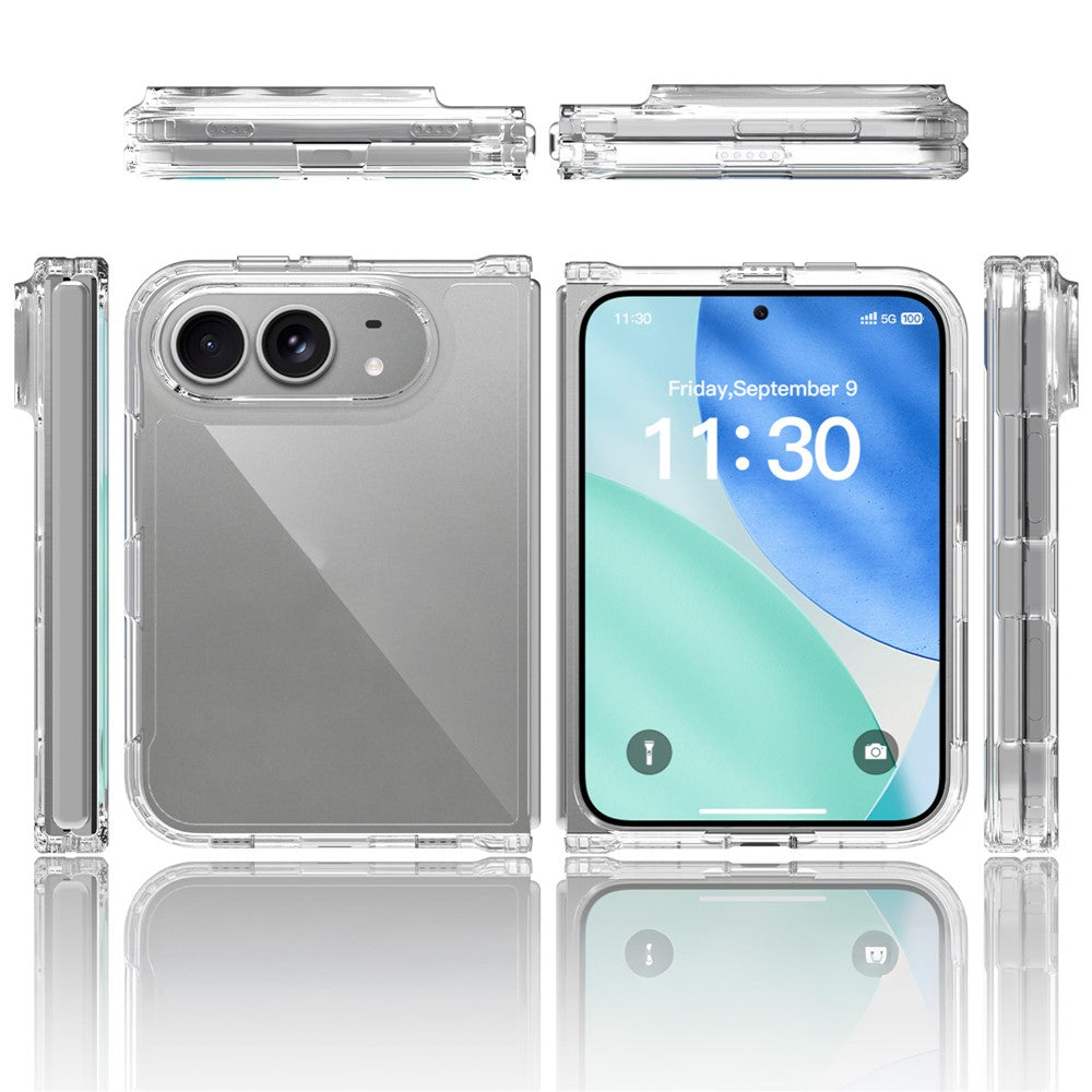For iPhone Fold Case Anti-Scratch TPU + Acrylic Clear Back Phone Cover
