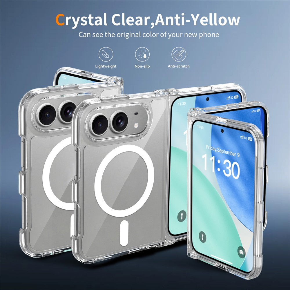 For iPhone Fold Magnetic Case 2.0mm Scratch Resistant TPU + PC Phone Cover