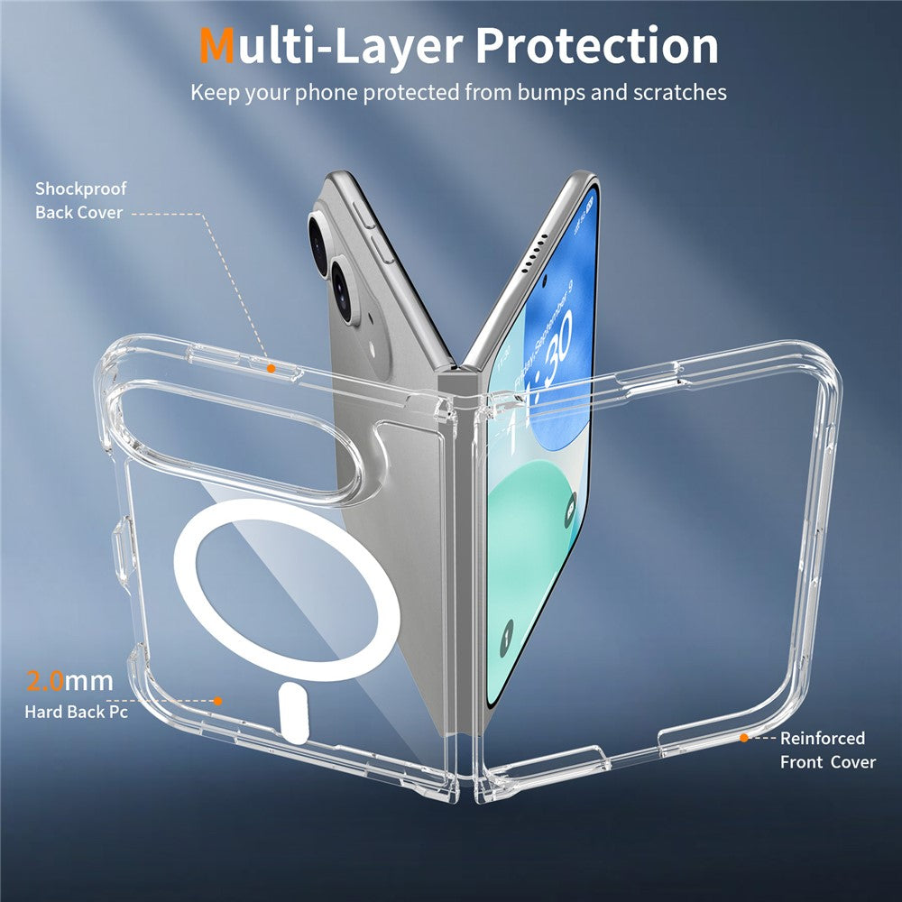 For iPhone Fold Magnetic Case 2.0mm Scratch Resistant TPU + PC Phone Cover