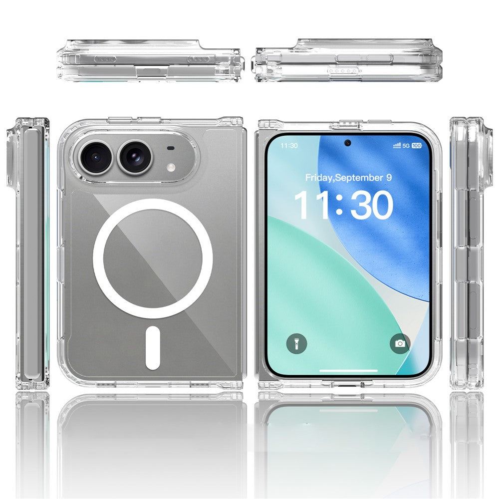 For iPhone Fold Magnetic Case 2.0mm Scratch Resistant TPU + PC Phone Cover