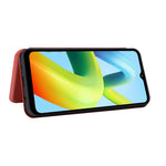 Til Xiaomi Redmi A1+ 4G / A2+ 4G / Poco C50 4G ridsefast PU-lædertelefonetui med kortslot, stativ, kulfibertekstur og magnetisk flipcover