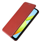 Til Xiaomi Redmi A1+ 4G / A2+ 4G / Poco C50 4G ridsefast PU-lædertelefonetui med kortslot, stativ, kulfibertekstur og magnetisk flipcover